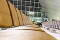 The empty airport terminal waiting area with chairs in night Royalty Free Stock Photo