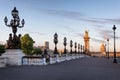 Empty Alexander III bridge in Paris in the early morning Royalty Free Stock Photo