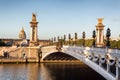 Empty Alexander III bridge in Paris in the early morning Royalty Free Stock Photo