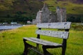 Empty & alone bench in the isle of arran, scotland