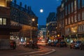 Empty Amsterdam downtown without people in evening. Netherlands coronavirus covid-19 outbreak, city in quarantine Royalty Free Stock Photo