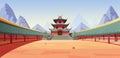 Empty ancient chinese temple amphitheatre vector illustration Royalty Free Stock Photo