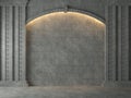 Empty Ancient wall with concrete arch 3d render