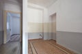 Empty apartment interior with kitchen area, corridor with room Royalty Free Stock Photo
