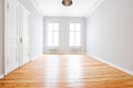 Empty apartment room with wooden floor after renovation Royalty Free Stock Photo