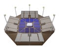 Empty arena boxing view from above 3d rendering