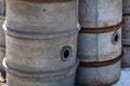 Empty army fuel barrels