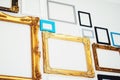 Empty art frames on gallery wall, decor and design Royalty Free Stock Photo