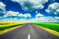 Empty Asphalt Countryside Road Through Fields With Royalty Free Stock Photo