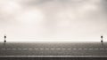 Empty asphalt highway road with milestones and sky background for design backdrops