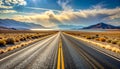 Endless Desert Highway Stretching to the Horizon Royalty Free Stock Photo