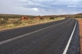 Empty asphalt road through Australian outback. Central Australia Royalty Free Stock Photo