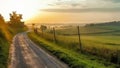 Empty asphalt road and beautiful cloud landscape at sunset. road and sky background. AI generated Royalty Free Stock Photo