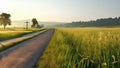 Empty asphalt road and beautiful cloud landscape at sunset. road and sky background. AI generated Royalty Free Stock Photo