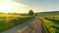 Empty asphalt road and beautiful cloud landscape at sunset. road and sky background. AI generated Royalty Free Stock Photo