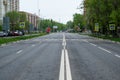 Almost empty asphalt road caused by covid virus quarantine in russia