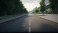 Empty asphalt road in the city, perspective view. 3d rendering