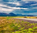 Empty asphalt road with colorful cloudy sky Royalty Free Stock Photo