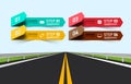 Empty asphalt road with four steps infographic design