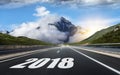 Empty asphalt road and New year 2018. Royalty Free Stock Photo