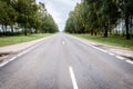 Empty asphalt road surrounded by deciduous summer forest Royalty Free Stock Photo