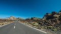 Empty asphalt road in Teide National Park. Tenerife Island Royalty Free Stock Photo