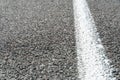 Empty asphalt road. New fresh asphalt pavement away from the city. Development of rural infrastructure. Road marking lines close Royalty Free Stock Photo