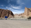 Empty asphalt road with xinjiang geological landscape