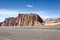 Empty asphalt road with xinjiang geological landscape