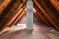 Empty attic renovation and thermal Insulation Royalty Free Stock Photo