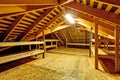 Empty attic with storage shelves Royalty Free Stock Photo