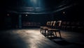 Empty auditorium, dark stage, illuminated by modern lighting equipment generated by AI