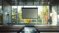 Empty Auditorium: Preparing for a Public Lecture with Rows of Chairs and Projector Screen in a University Setting. Royalty Free Stock Photo