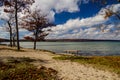 Empty Autumn Shore At Higgins Lake Michigan Royalty Free Stock Photo