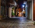 Empty back street at night in the old part of Mediterranean town