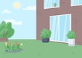 Empty backyard flat color vector illustration