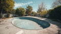 Empty backyard pool with trees under clear sky Royalty Free Stock Photo