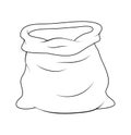 Empty bag of Santa Claus outline icon symbol design. vector isolated on white background. Open sack contour Illustration for