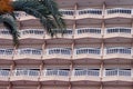 Empty balconies in a new modern pink building in the resort town Royalty Free Stock Photo