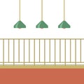 Empty Balcony With Ceiling Lamps Royalty Free Stock Photo