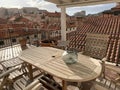 Empty balcony in the morning with the europe town view in dubrovnik Royalty Free Stock Photo