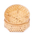 Empty Bamboo Basket on white background Royalty Free Stock Photo