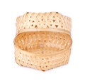Empty Bamboo Basket on white background Royalty Free Stock Photo
