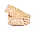 Empty Bamboo Basket on white background Royalty Free Stock Photo