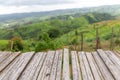 Empty bamboo terrace with view mountain nature landscape. Royalty Free Stock Photo