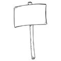 Empty banner. Transparency without text. Banner on a wooden hilt. Simple hand drawn icon. Vector illustration