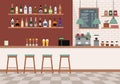 Empty bar interior. Pub with counter, chairs and equipment. Royalty Free Stock Photo