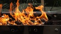 Empty Barbecue Flaming Grill Close Up With Bright Flames Royalty Free Stock Photo