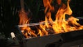 Empty Barbecue Flaming Grill Close Up With Bright Flames Royalty Free Stock Photo