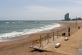 Empty Barcelona Beach no turism Coronavirus